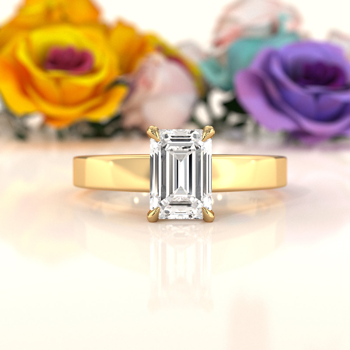 3.5mm Cathedral Style Flat Edge Solitaire Lab Grown Diamond IGI Certified Engagement Ring 4g Setting 1.00 Ctw.